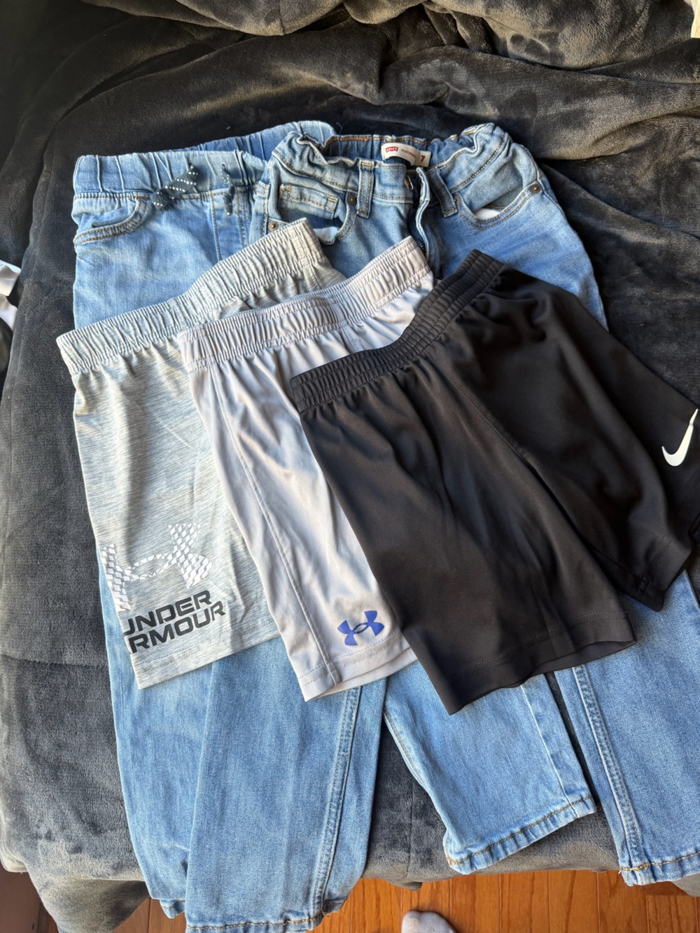 Under Armour Boy's Black and Light Gray Athletic Shorts Pack